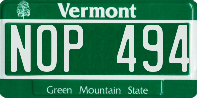 VT license plate NOP494