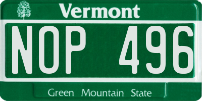 VT license plate NOP496