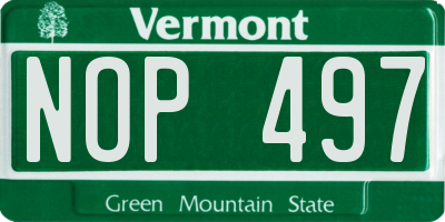 VT license plate NOP497