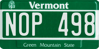 VT license plate NOP498