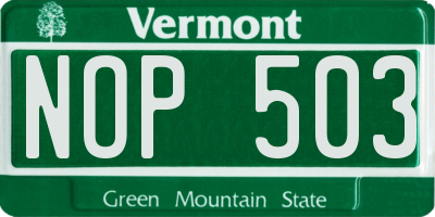 VT license plate NOP503