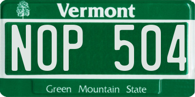 VT license plate NOP504