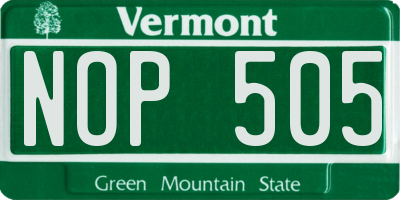 VT license plate NOP505