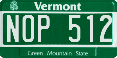 VT license plate NOP512
