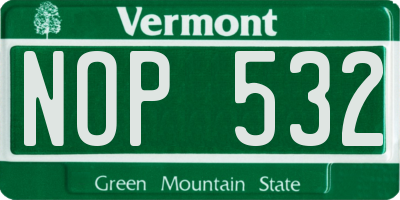 VT license plate NOP532