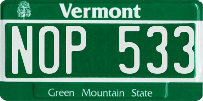 VT license plate NOP533