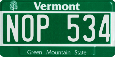 VT license plate NOP534