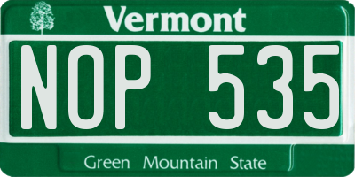 VT license plate NOP535