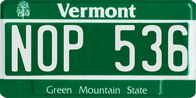 VT license plate NOP536