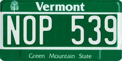 VT license plate NOP539