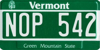 VT license plate NOP542