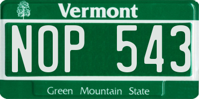 VT license plate NOP543