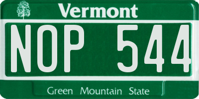 VT license plate NOP544