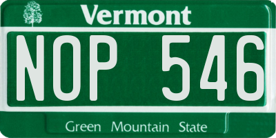 VT license plate NOP546