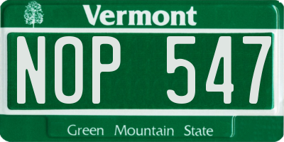 VT license plate NOP547