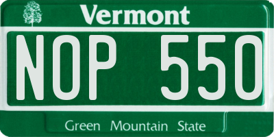 VT license plate NOP550