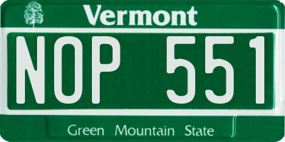 VT license plate NOP551