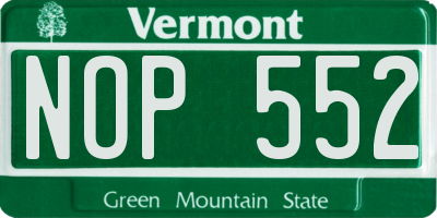 VT license plate NOP552