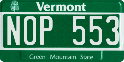 VT license plate NOP553