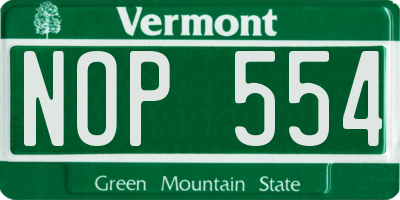 VT license plate NOP554