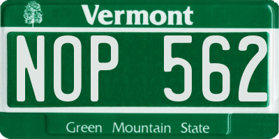 VT license plate NOP562