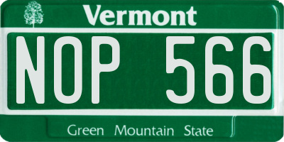 VT license plate NOP566