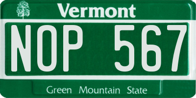 VT license plate NOP567