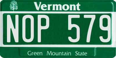 VT license plate NOP579