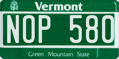 VT license plate NOP580
