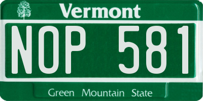 VT license plate NOP581