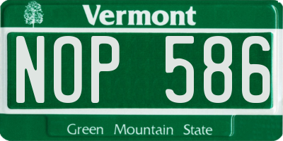 VT license plate NOP586