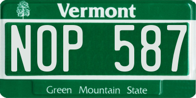 VT license plate NOP587