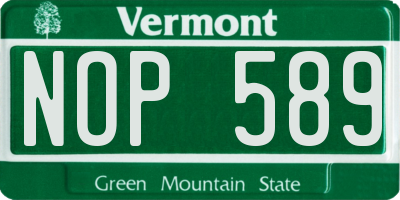 VT license plate NOP589