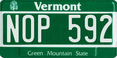 VT license plate NOP592