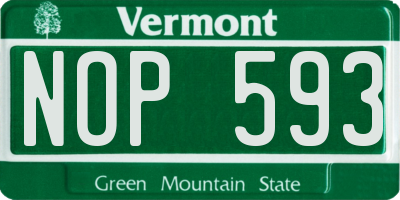 VT license plate NOP593