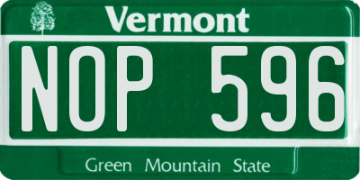VT license plate NOP596