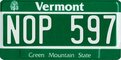 VT license plate NOP597