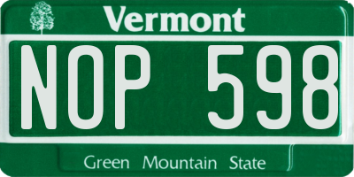 VT license plate NOP598