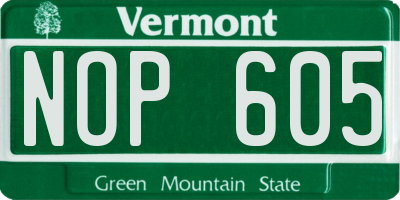 VT license plate NOP605
