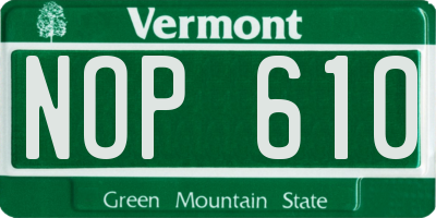 VT license plate NOP610