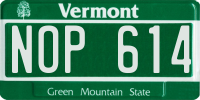 VT license plate NOP614