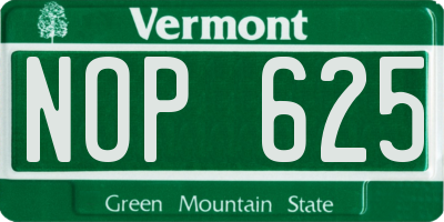 VT license plate NOP625