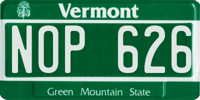 VT license plate NOP626