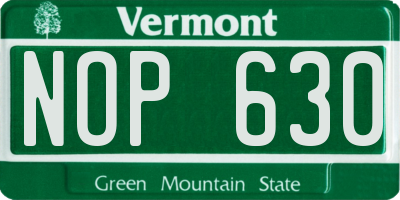 VT license plate NOP630
