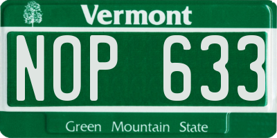 VT license plate NOP633