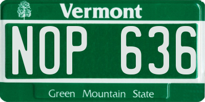 VT license plate NOP636