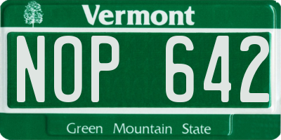 VT license plate NOP642