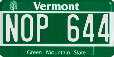 VT license plate NOP644