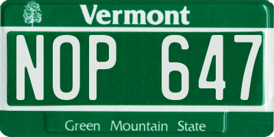 VT license plate NOP647