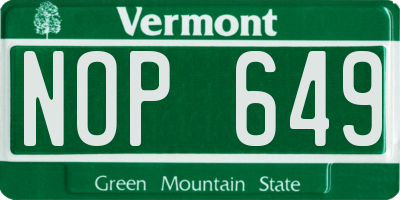 VT license plate NOP649